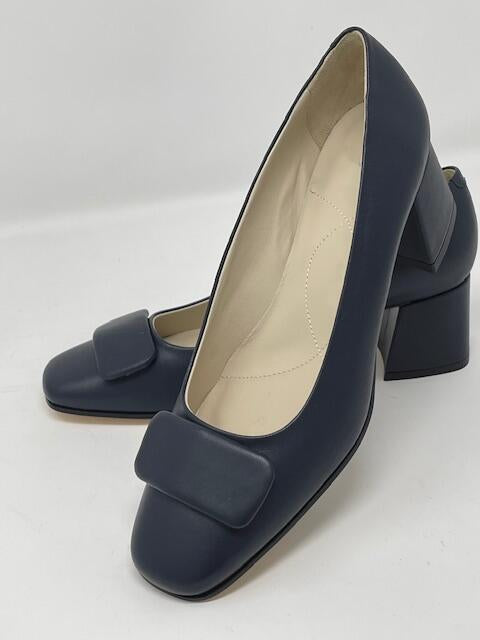 Leather Navy Heels