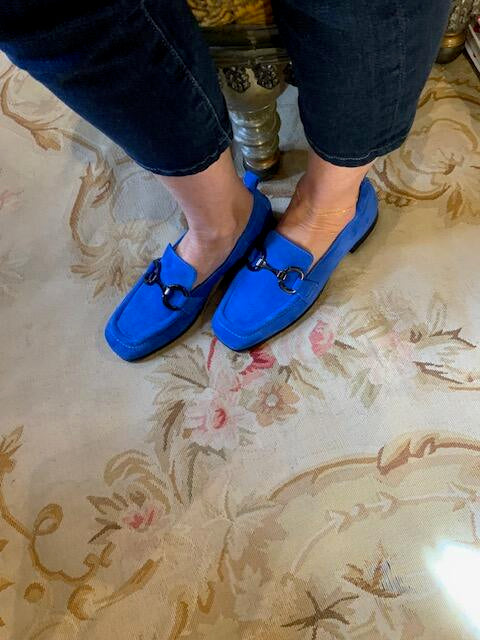 Cobalt Blue Suede Loafers