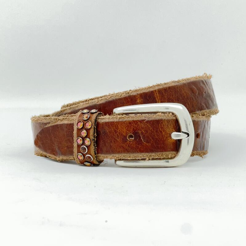Brown Leather Belt with Sparkles