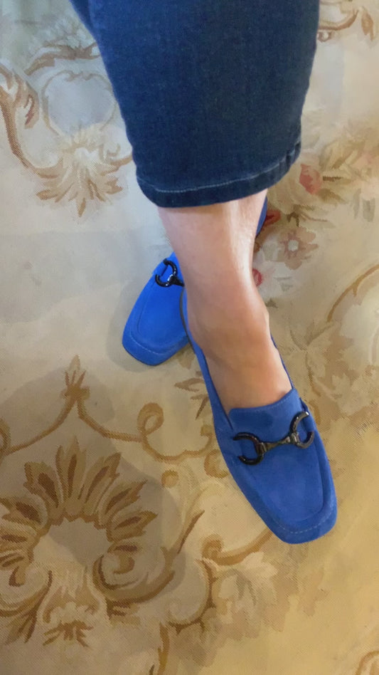 Cobalt Blue Suede Loafers