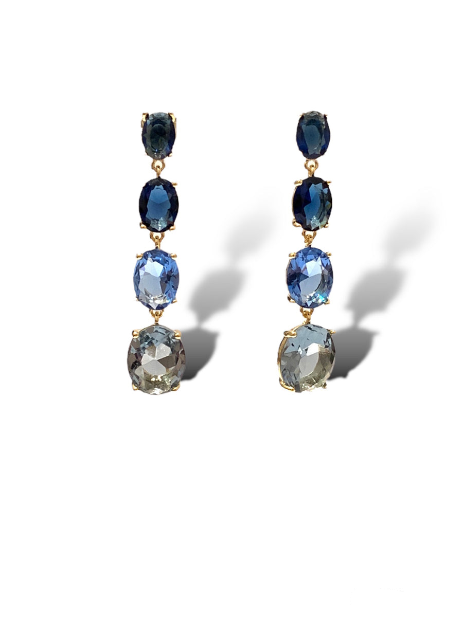 Four Tier Drop Earrings (Blue Sapphire)