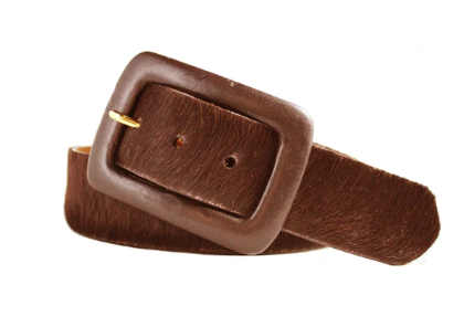 Calf Hair Belt with Covered Buckle