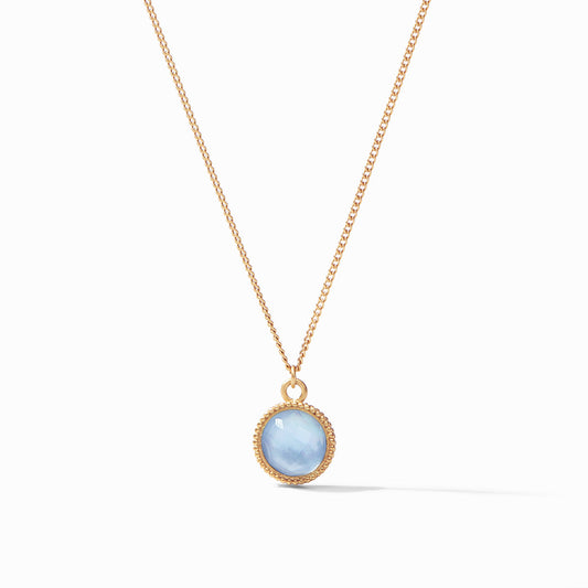 Fleur-de-Lis Solitaire Necklace-Iridescent Chalcedony Blue