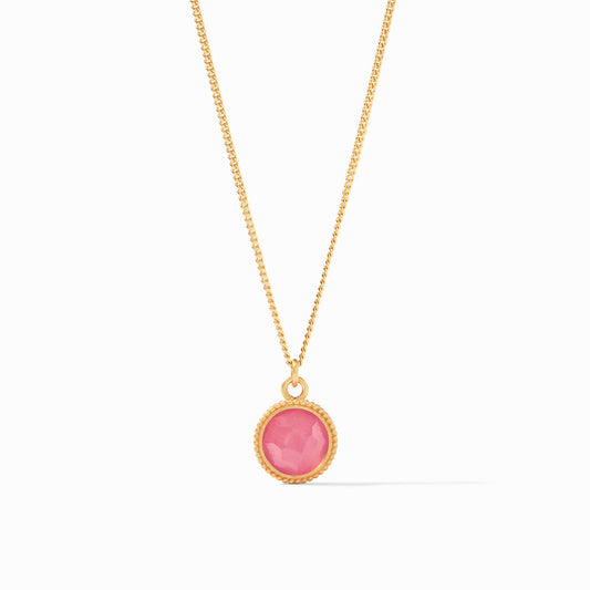 Fleur-de-Lis Solitaire Necklace-Iridescent Peony Pink