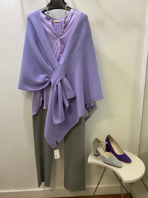 Reversible Cashmere Wrap - Lavender/Grey