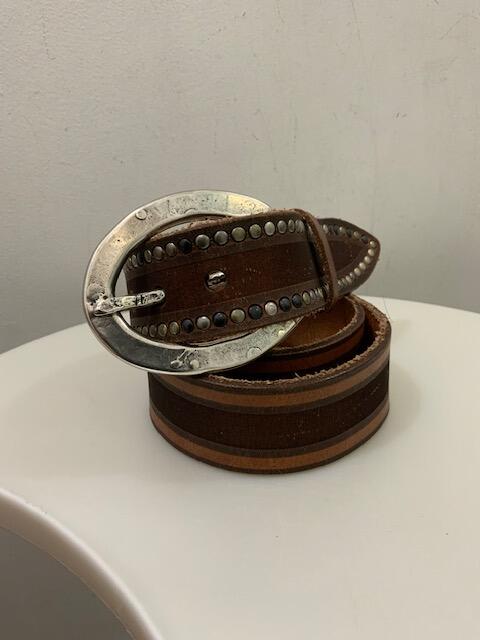 Dark Brown Belt With Metal Detailing