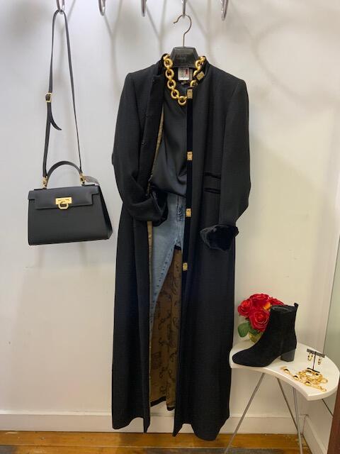 Long Black Medallion Coat