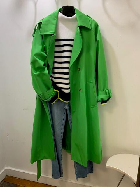 Green Trench Rain Coat