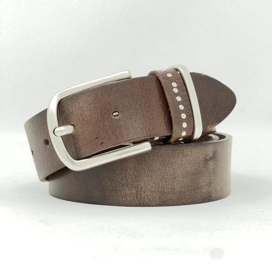 Brown Leather Belt with Studs