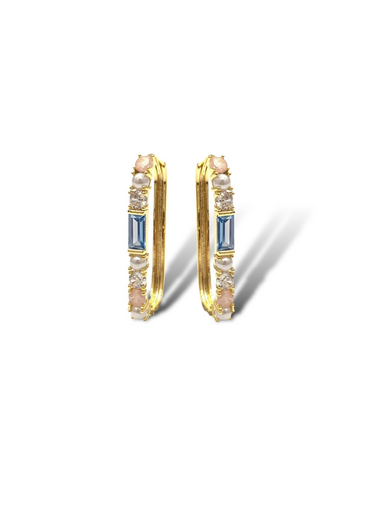 Elongated hoop earrings (London Blue Topaz)