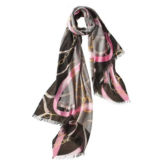 Cashmere Featherweight Print Scarf (Fuschia)